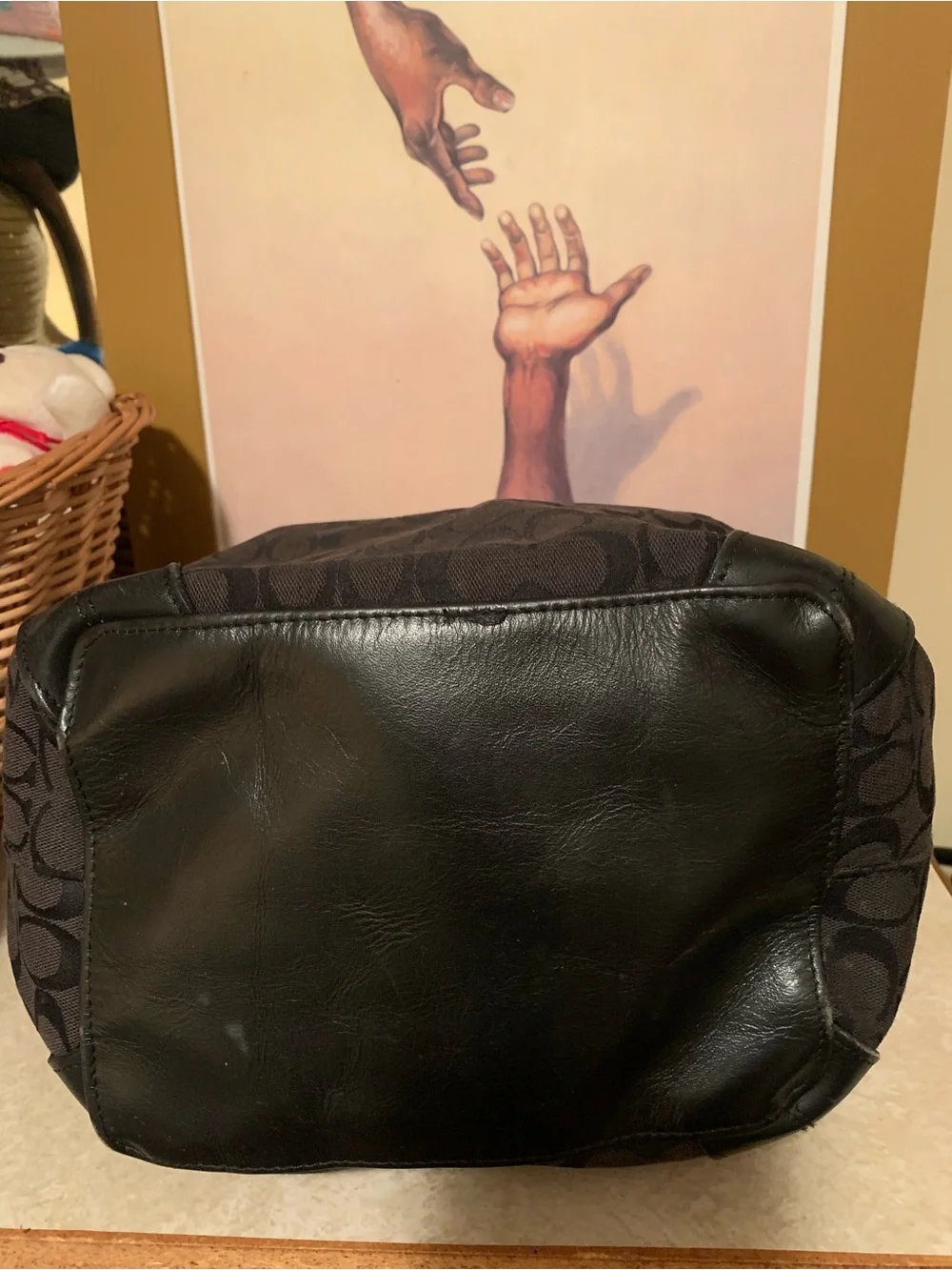 Coach Black Signature Hobo Shoulder Bag